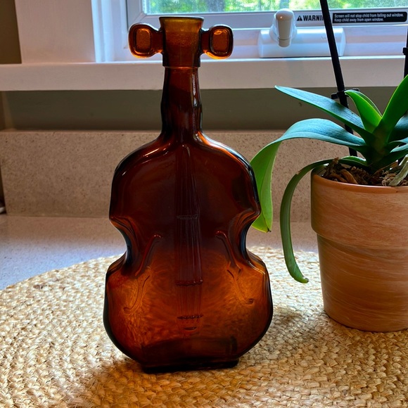 Other - Vintage Glass Violin Bottle - Brown